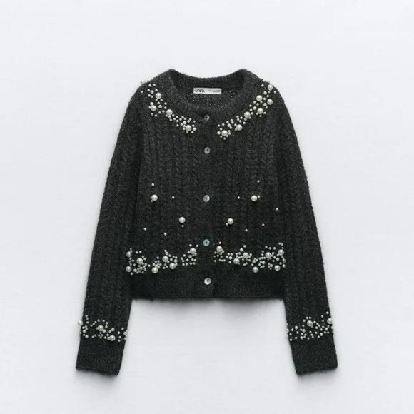 ZARA PEARL KNIT CARDIGAN - Picture 2 of 6